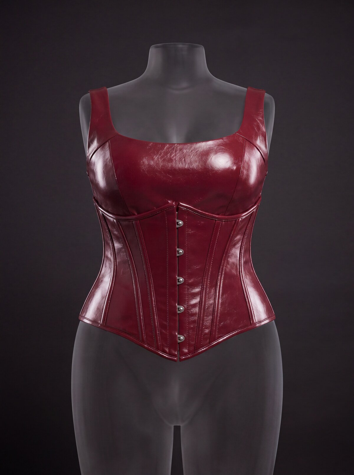 Structured Corset in burgundy latex
